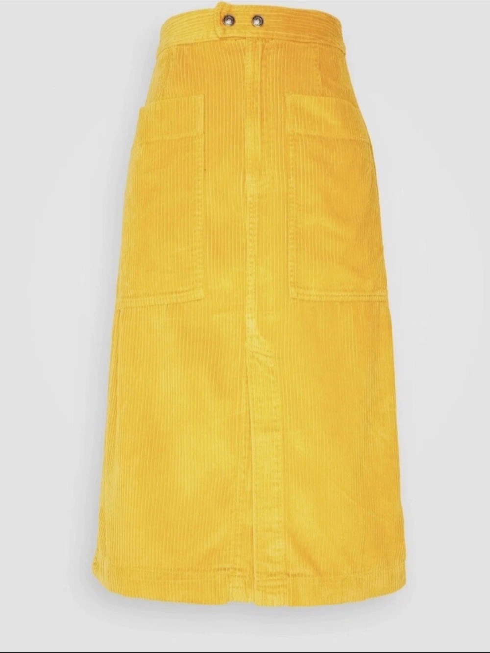 GAP Yellow Corduroy High-Waist Midi Skirt